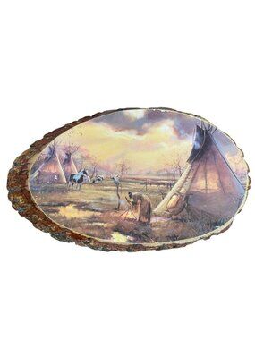 Vintage Hulan Fleming "Indian Settlement" Wood Slice Art – Knot Hole Gift Shop